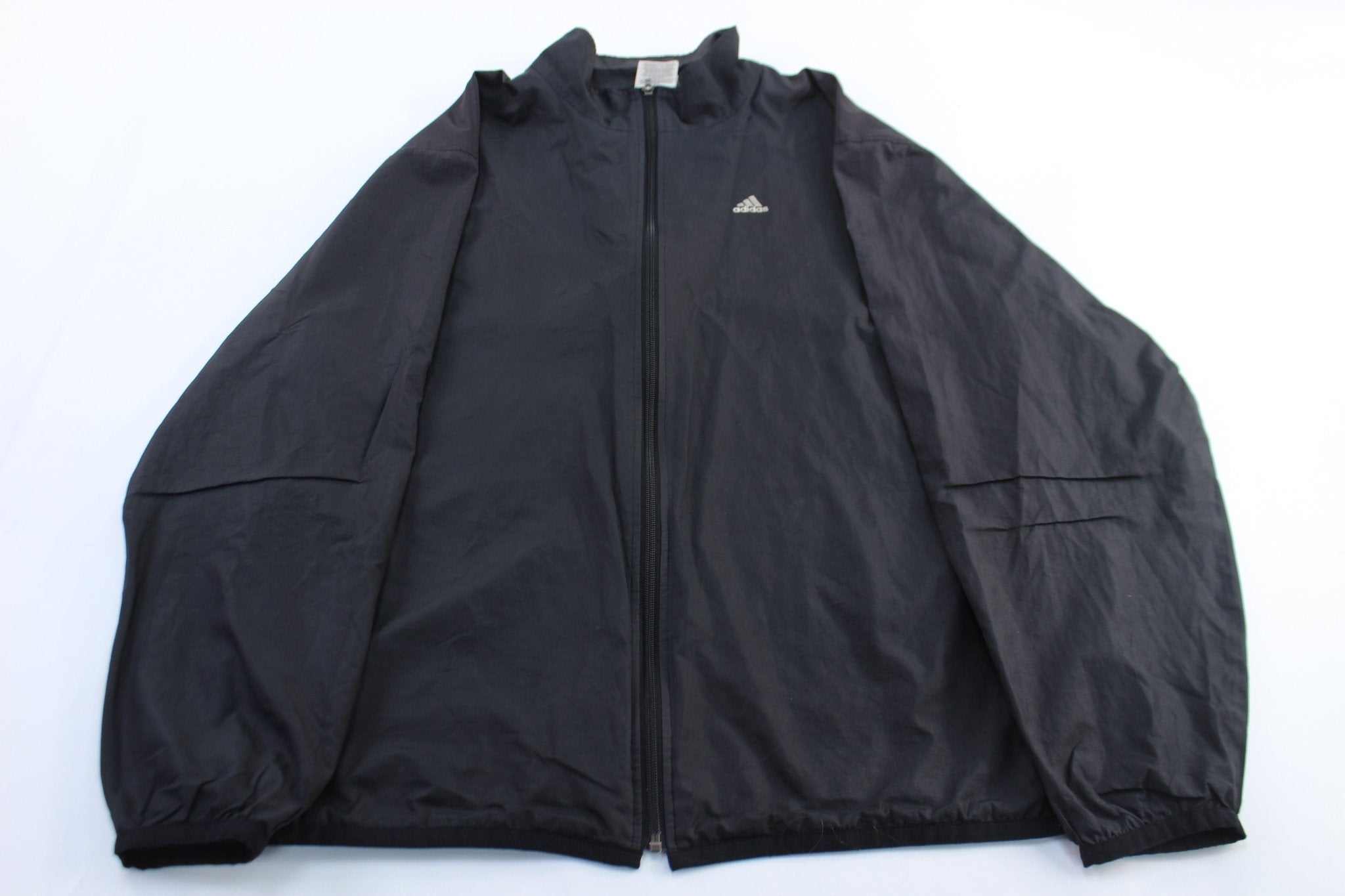 Vintage Adidas Embroidered Logo Black Zip Up Jacket - ThriftedThreads.com
