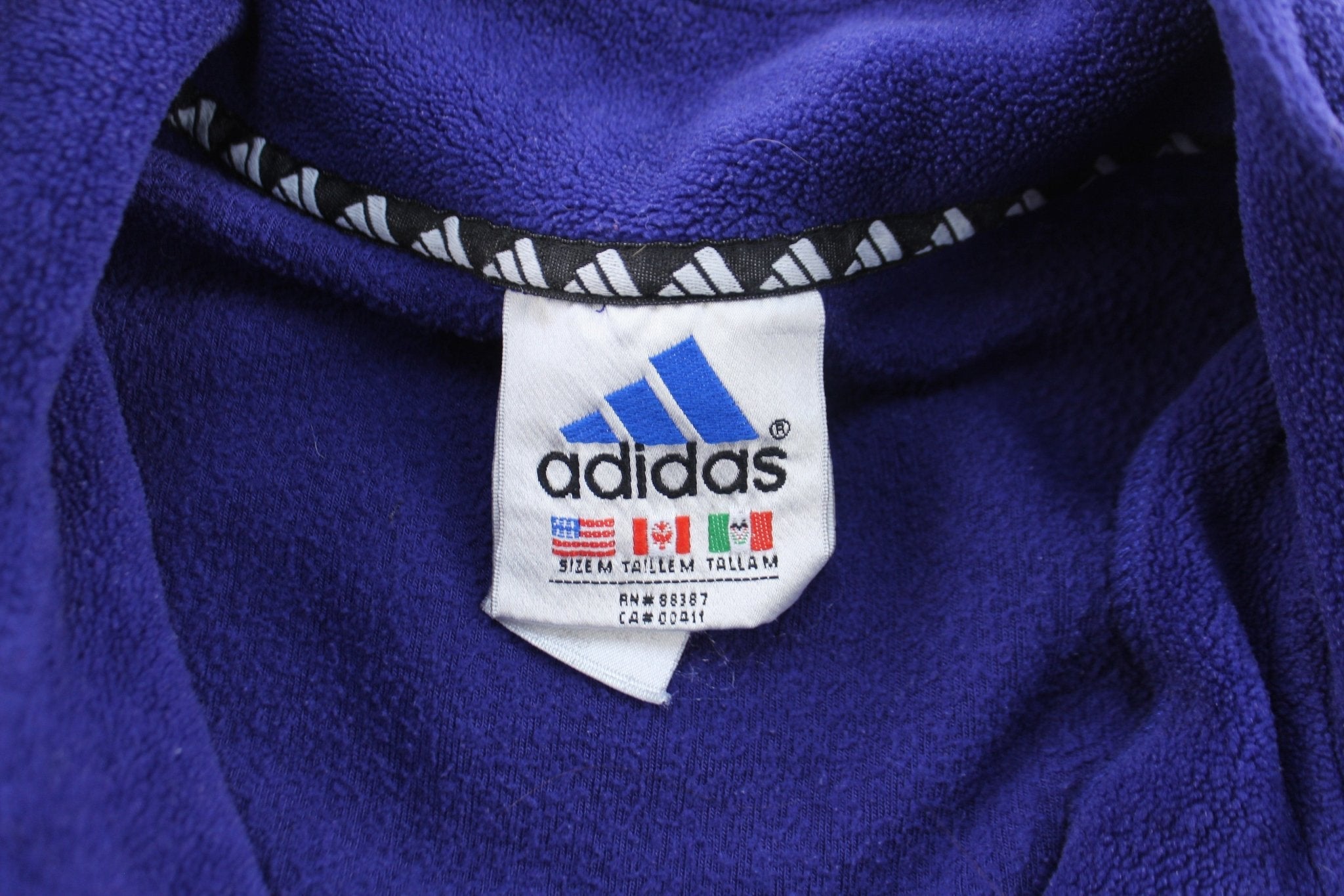 Vintage Adidas Embroidered Logo Blue Fleece Pullover - ThriftedThreads.com