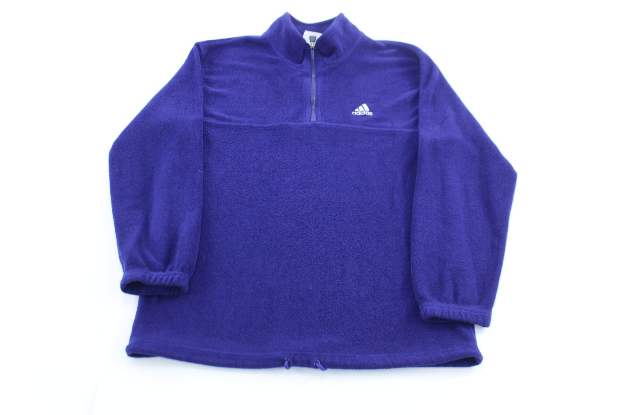 Vintage Adidas Embroidered Logo Blue Fleece Pullover - ThriftedThreads.com