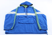 Vintage Adidas Embroidered Logo Blue, Green & White Pullover Jacket - ThriftedThreads.com