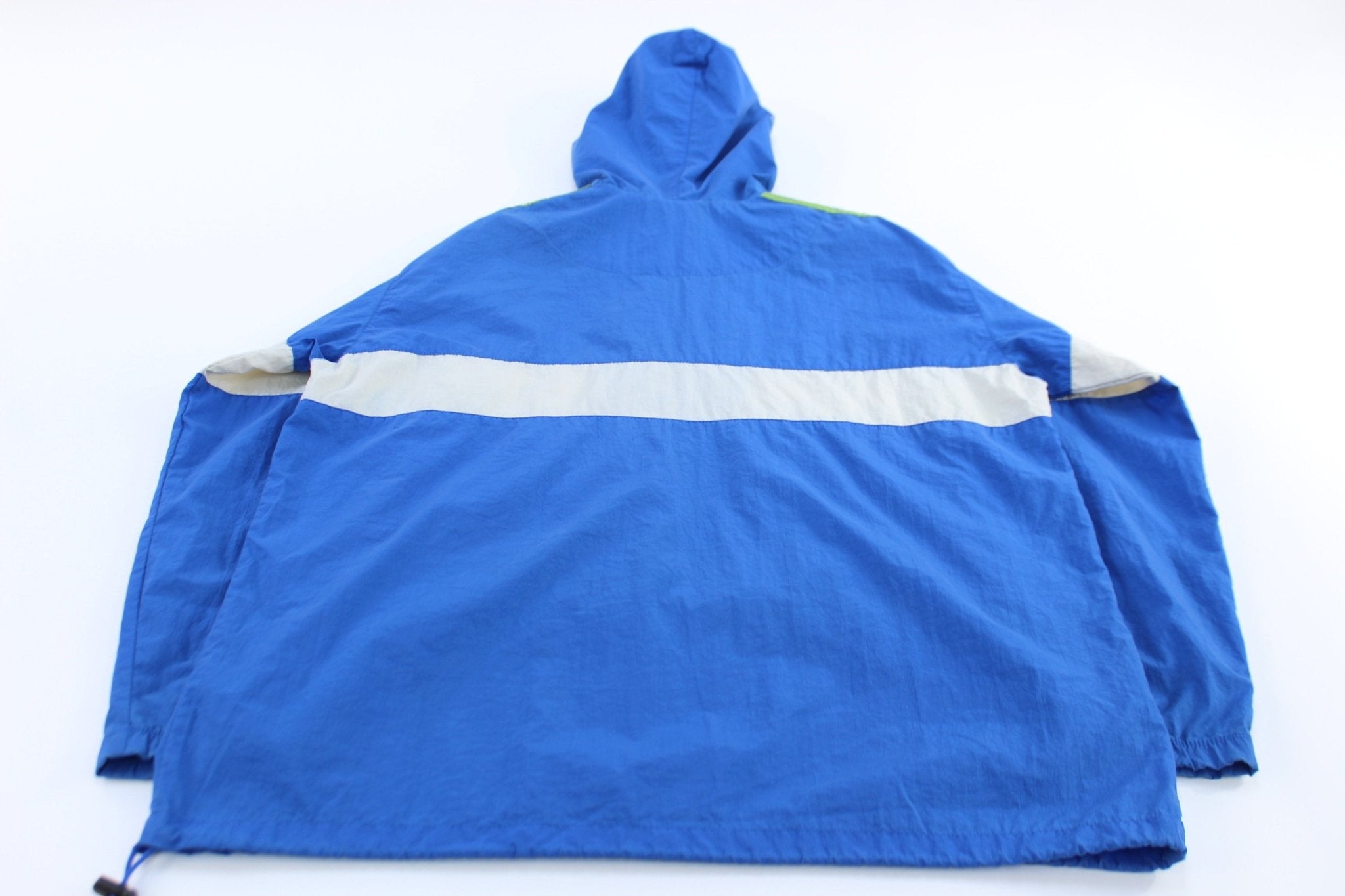 Vintage Adidas Embroidered Logo Blue, Green & White Pullover Jacket - ThriftedThreads.com
