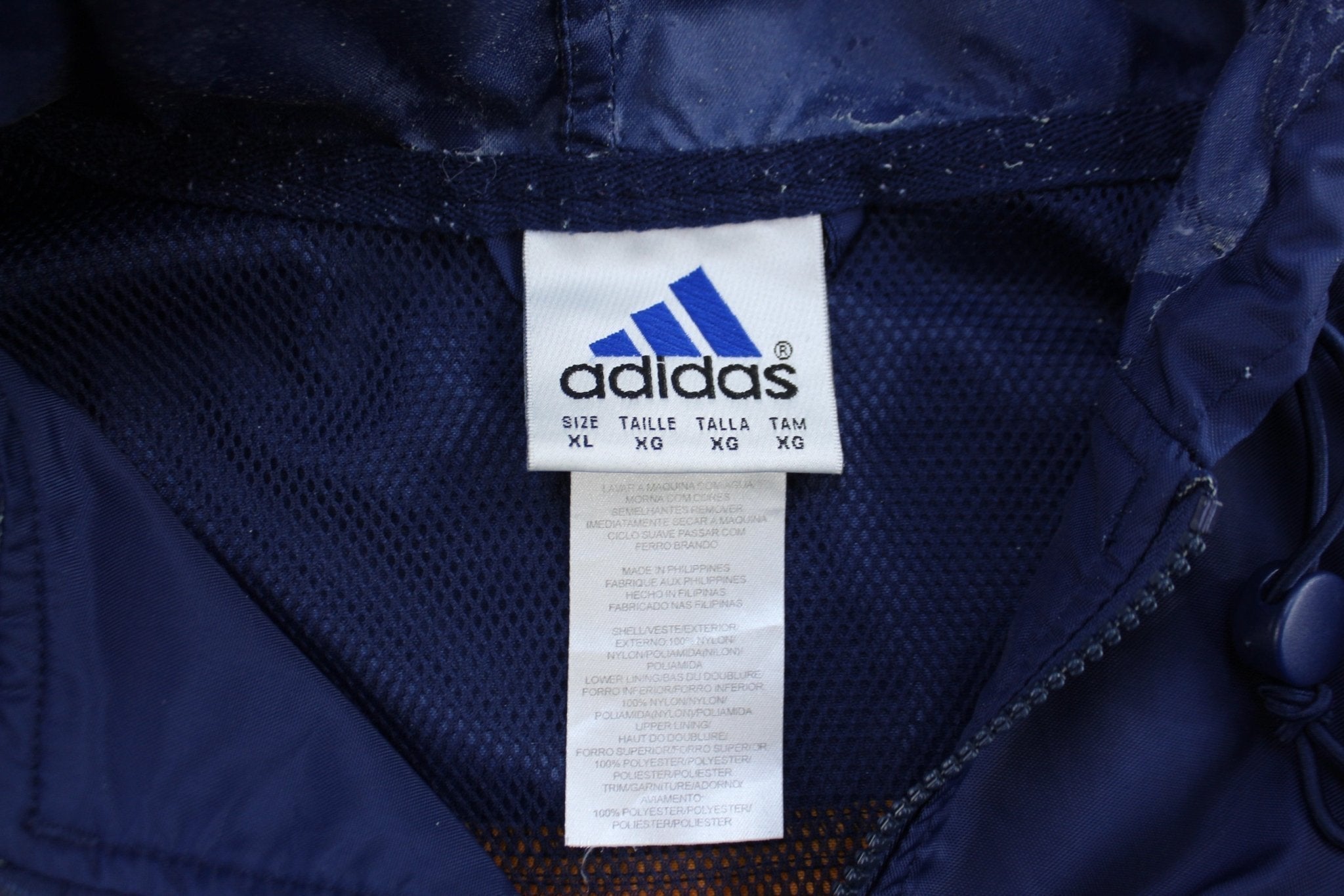 Vintage Adidas Embroidered Logo Blue & Orange Pullover Jacket - Jackets - Thrifted Threads