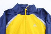 Vintage Adidas Embroidered Logo Blue, Silver, & Yellow Zip Up Jacket - ThriftedThreads.com