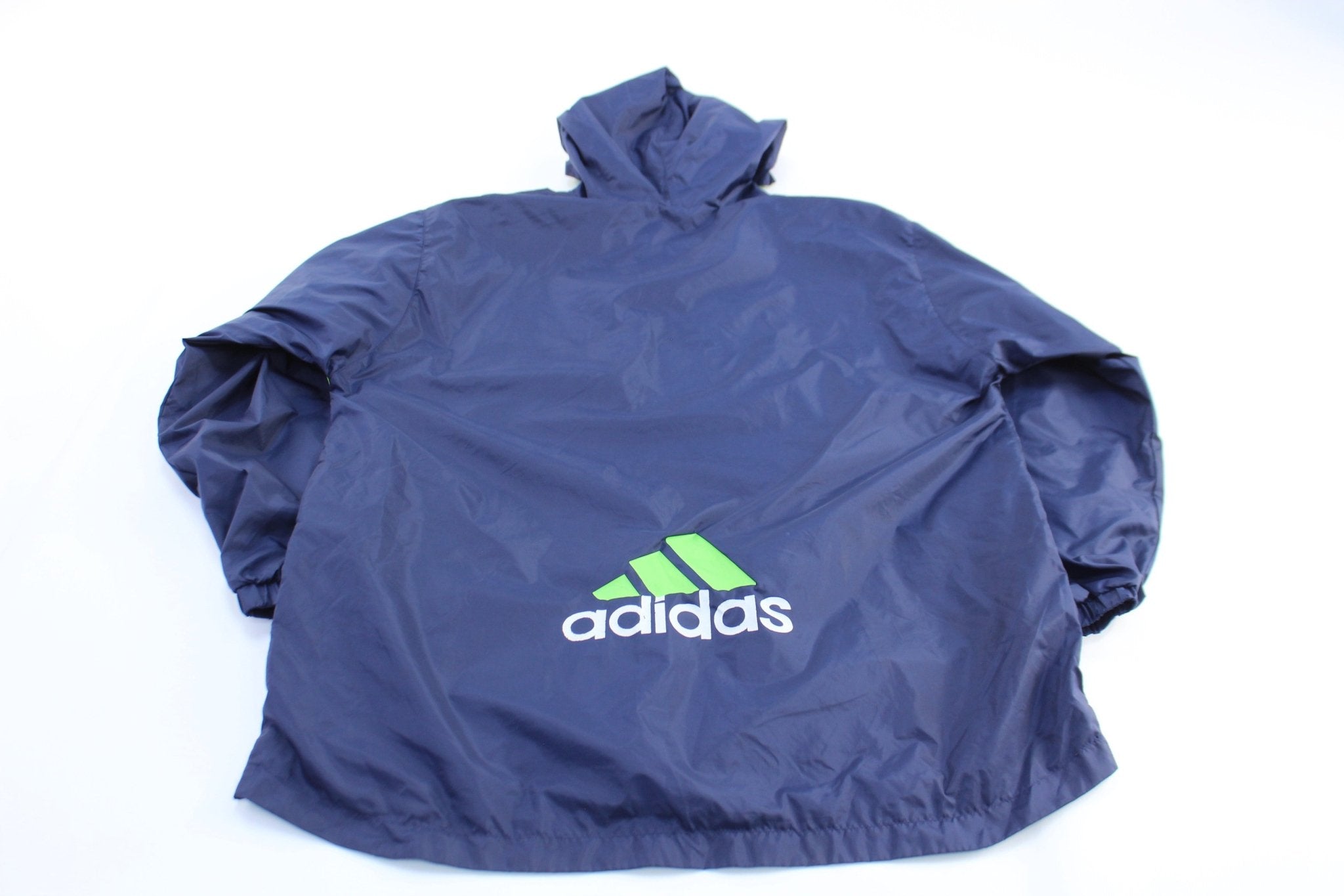 Vintage Adidas Embroidered Logo Blue & Striped Striped Pullover Jacket - ThriftedThreads.com