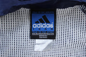 Vintage Adidas Embroidered Logo Blue & White Striped Zip Up Jacket - ThriftedThreads.com