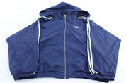 Vintage Adidas Embroidered Logo Blue & White Striped Zip Up Jacket - ThriftedThreads.com