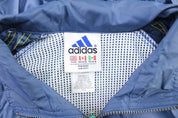 Vintage Adidas Embroidered Logo Blue & Yellow Striped Zip Up Jacket - ThriftedThreads.com