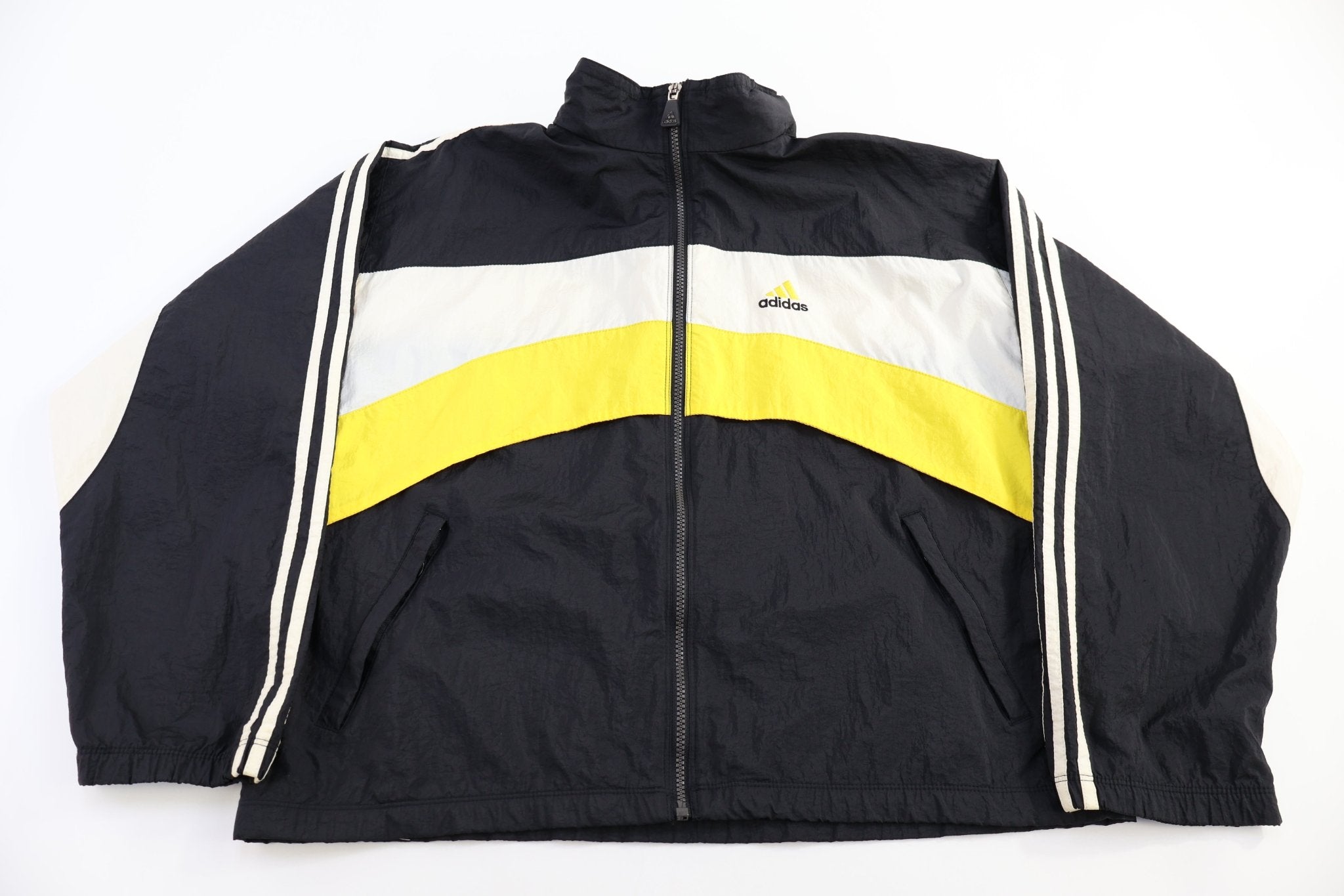 Vintage Adidas Embroidered Logo Full Zip Windbreaker - jacket - Thrifted Threads