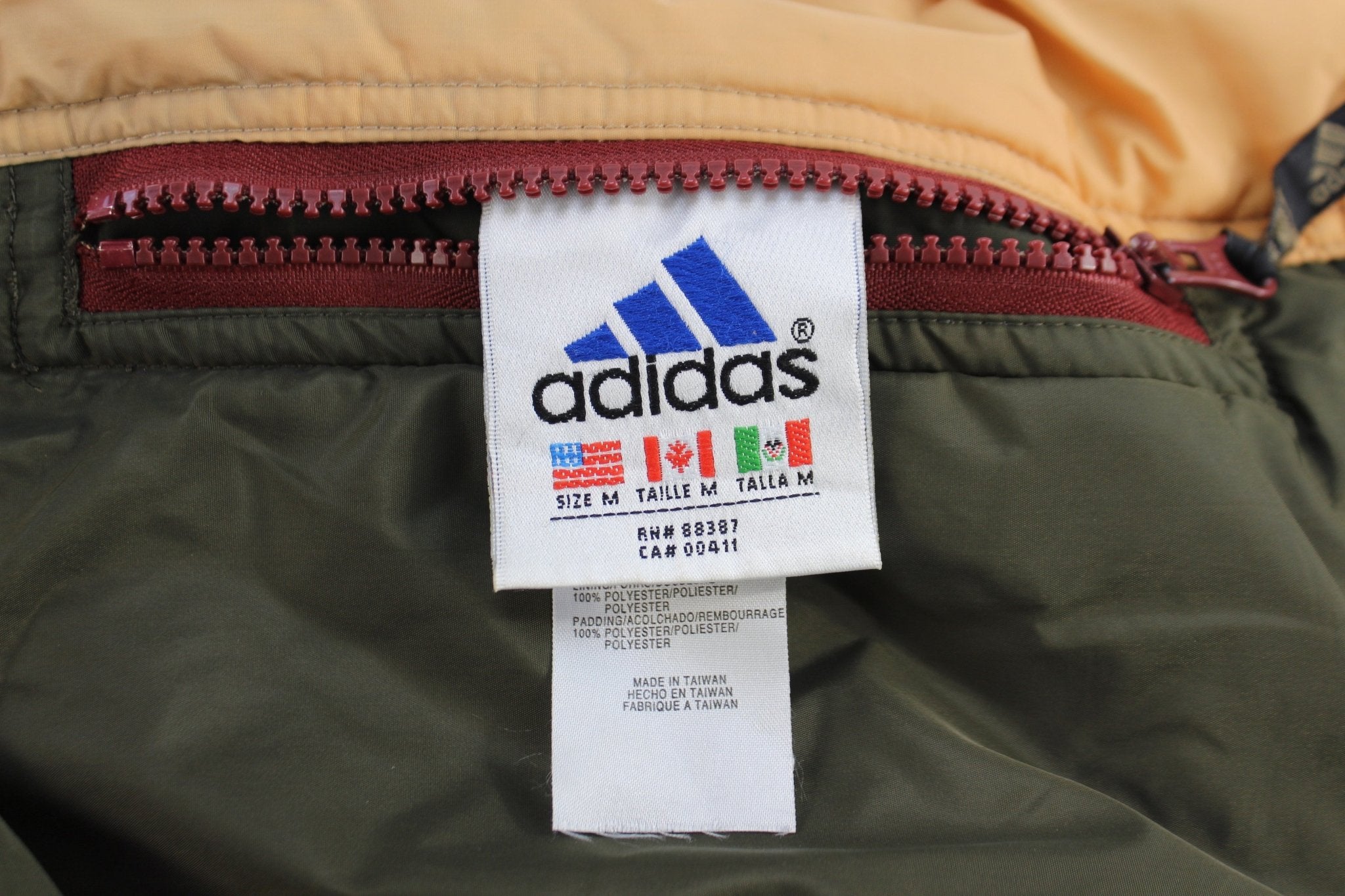 Vintage Adidas Embroidered Logo Green & Orange Reversible Zip Up Jacket - ThriftedThreads.com