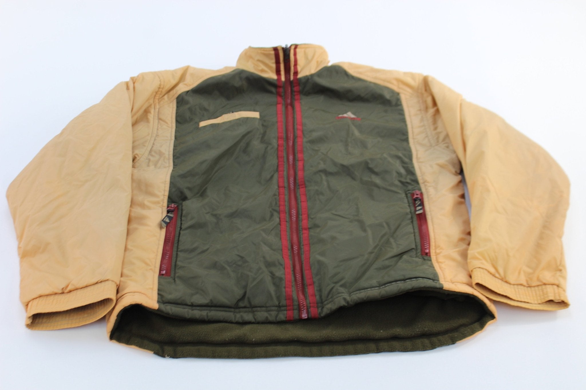 Vintage Adidas Embroidered Logo Green & Orange Reversible Zip Up Jacket - ThriftedThreads.com