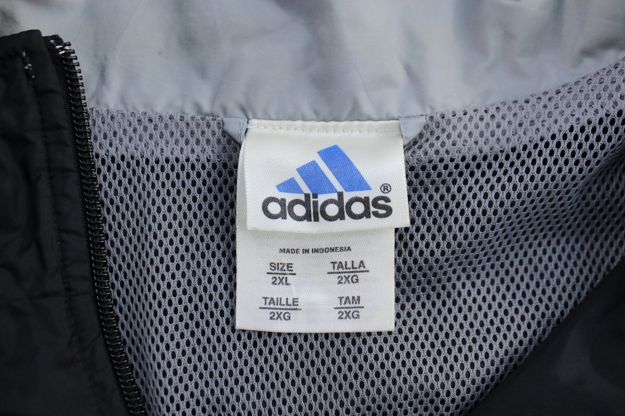 Vintage Adidas Embroidered Logo Grey & Black Zip Up Jacket - Jackets - Thrifted Threads