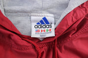 Vintage Adidas Embroidered Logo Red Windbreaker Pullover - ThriftedThreads.com