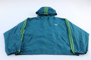 Vintage Adidas Embroidered Logo Teal & Green Striped Zip Up Jacket - ThriftedThreads.com