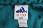 Vintage Adidas Embroidered Logo Teal & Green Striped Zip Up Jacket - ThriftedThreads.com