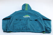 Vintage Adidas Embroidered Logo Teal & Green Striped Zip Up Jacket - ThriftedThreads.com