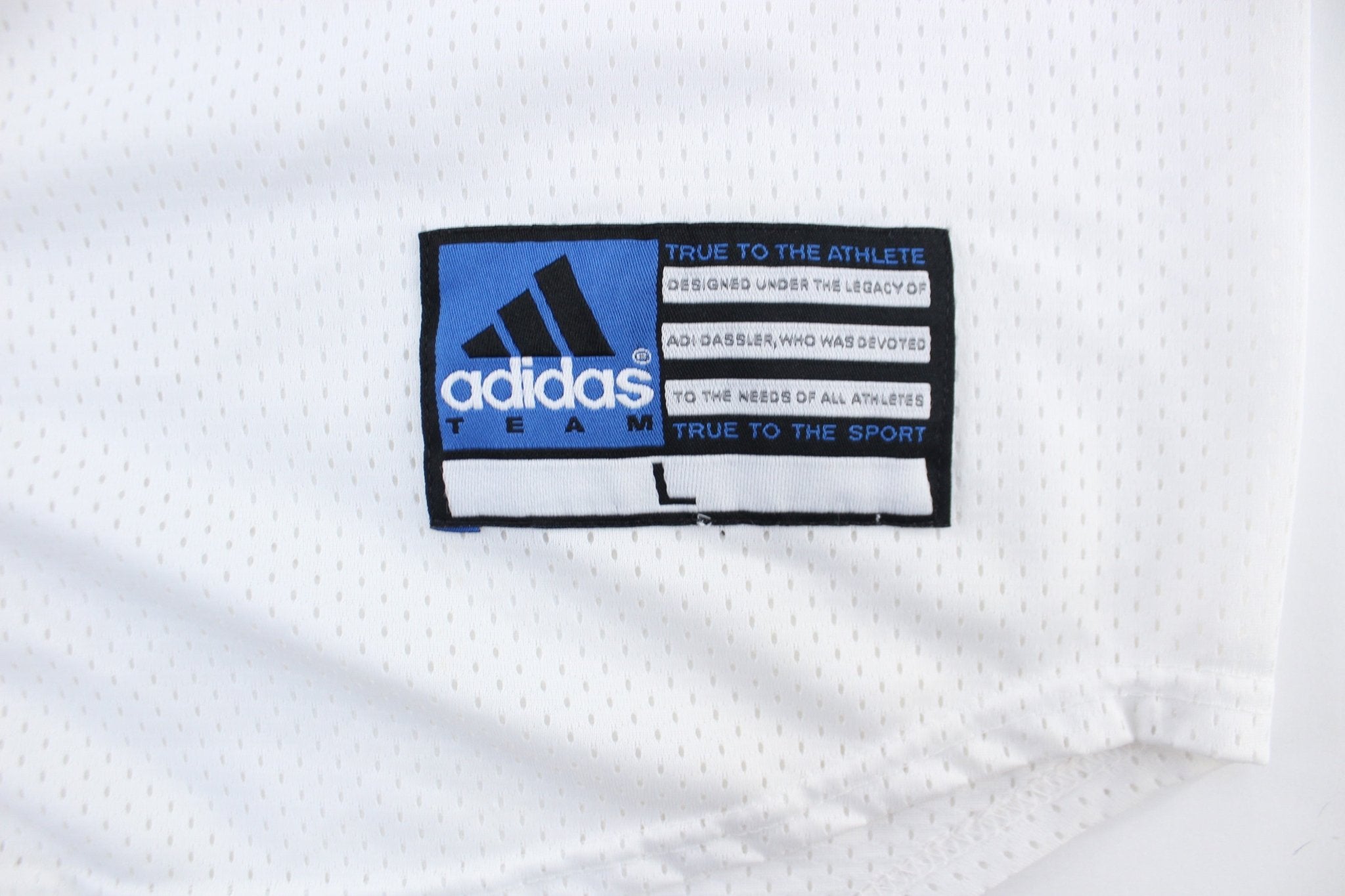 Vintage Adidas Embroidered Logo White Mesh Baseball Jersey - ThriftedThreads.com