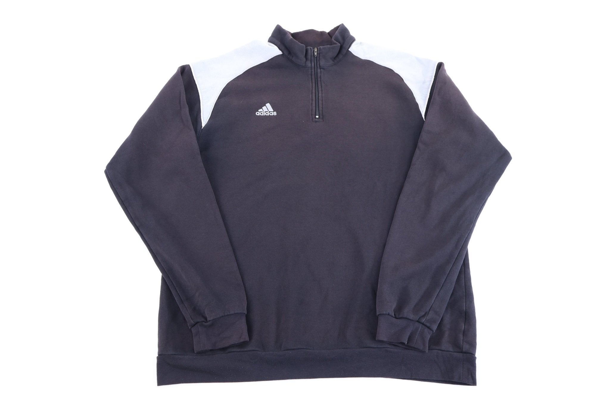 Vintage Adidas Soccer Black Quarter Zip Pullover - Sweatshirt - Thrifted Threads