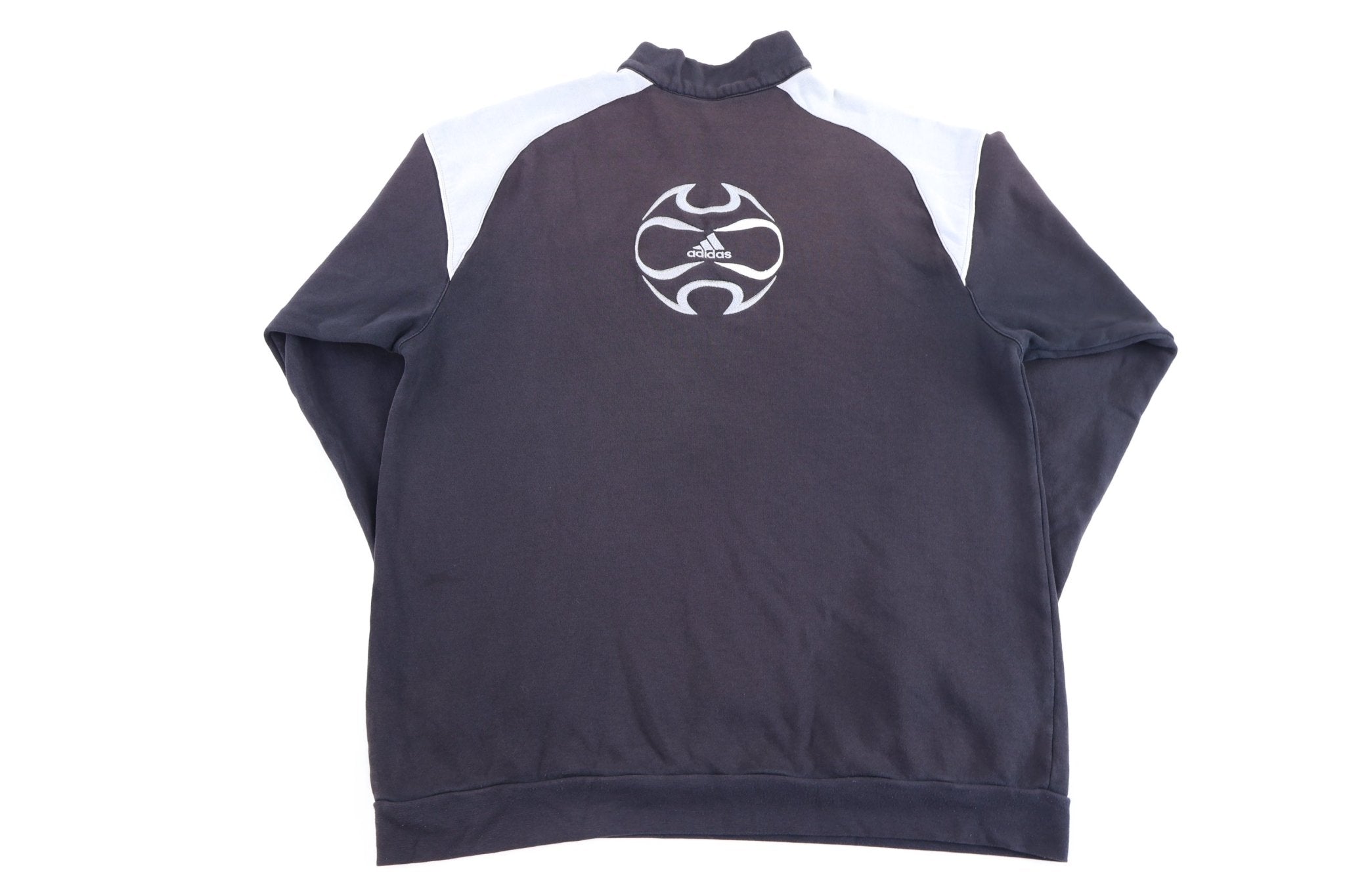 Vintage Adidas Soccer Black Quarter Zip Pullover - Sweatshirt - Thrifted Threads