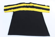 Vintage Adidas The Crew Embroidered Black & Yellow Striped T-Shirt - ThriftedThreads.com