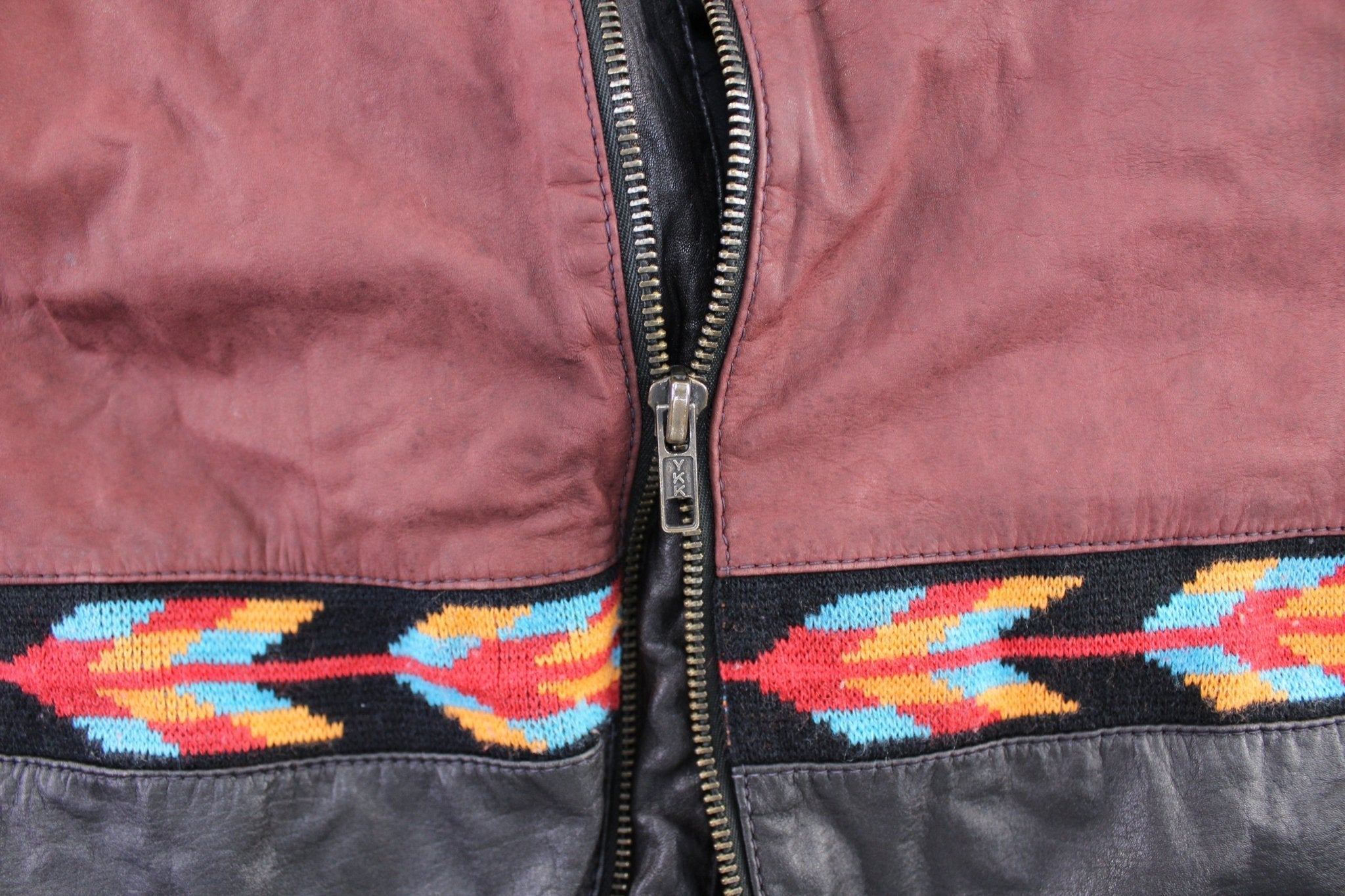 Vintage Adler Southwestern Leather Zip Up Jacket - Jacket - Thrifted Threads