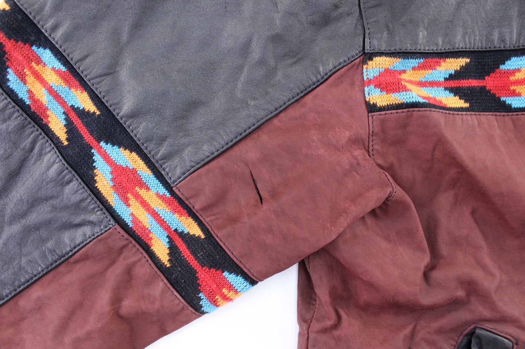 Vintage Adler Southwestern Leather Zip Up Jacket - Jacket - Thrifted Threads
