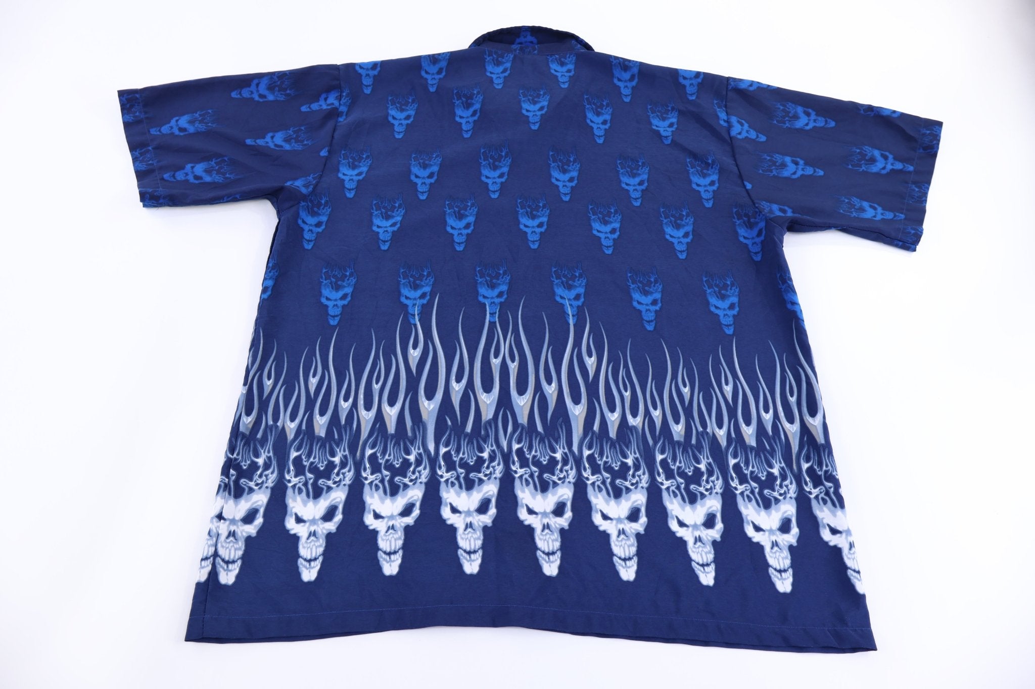 Vintage Anchor Blue Flames Graphic Button Down - Button Ups - Thrifted Threads
