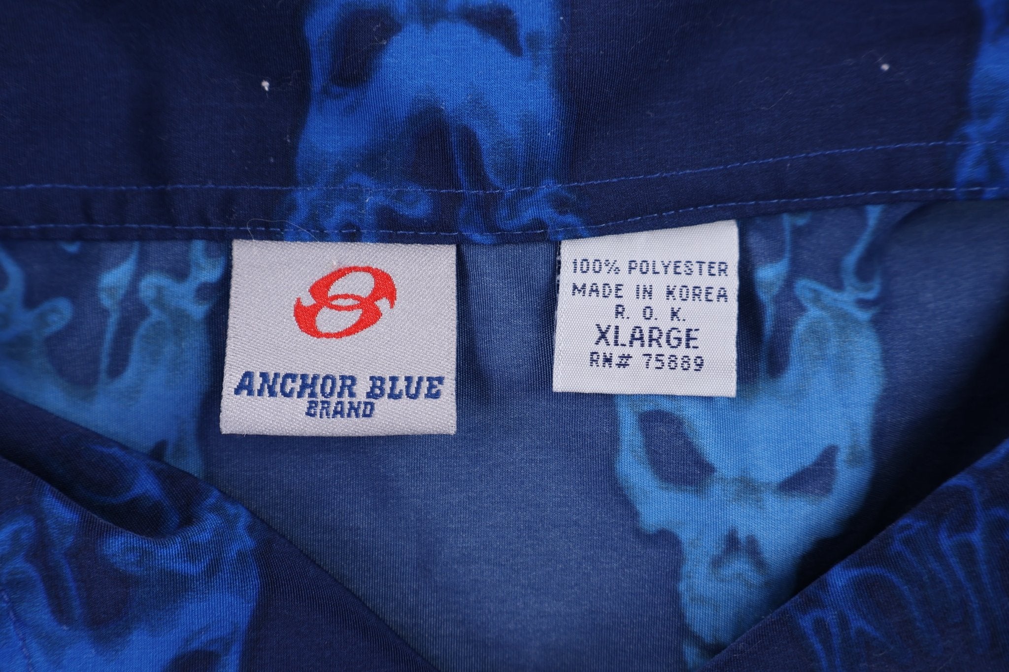 Vintage Anchor Blue Flames Graphic Button Down - Button Ups - Thrifted Threads