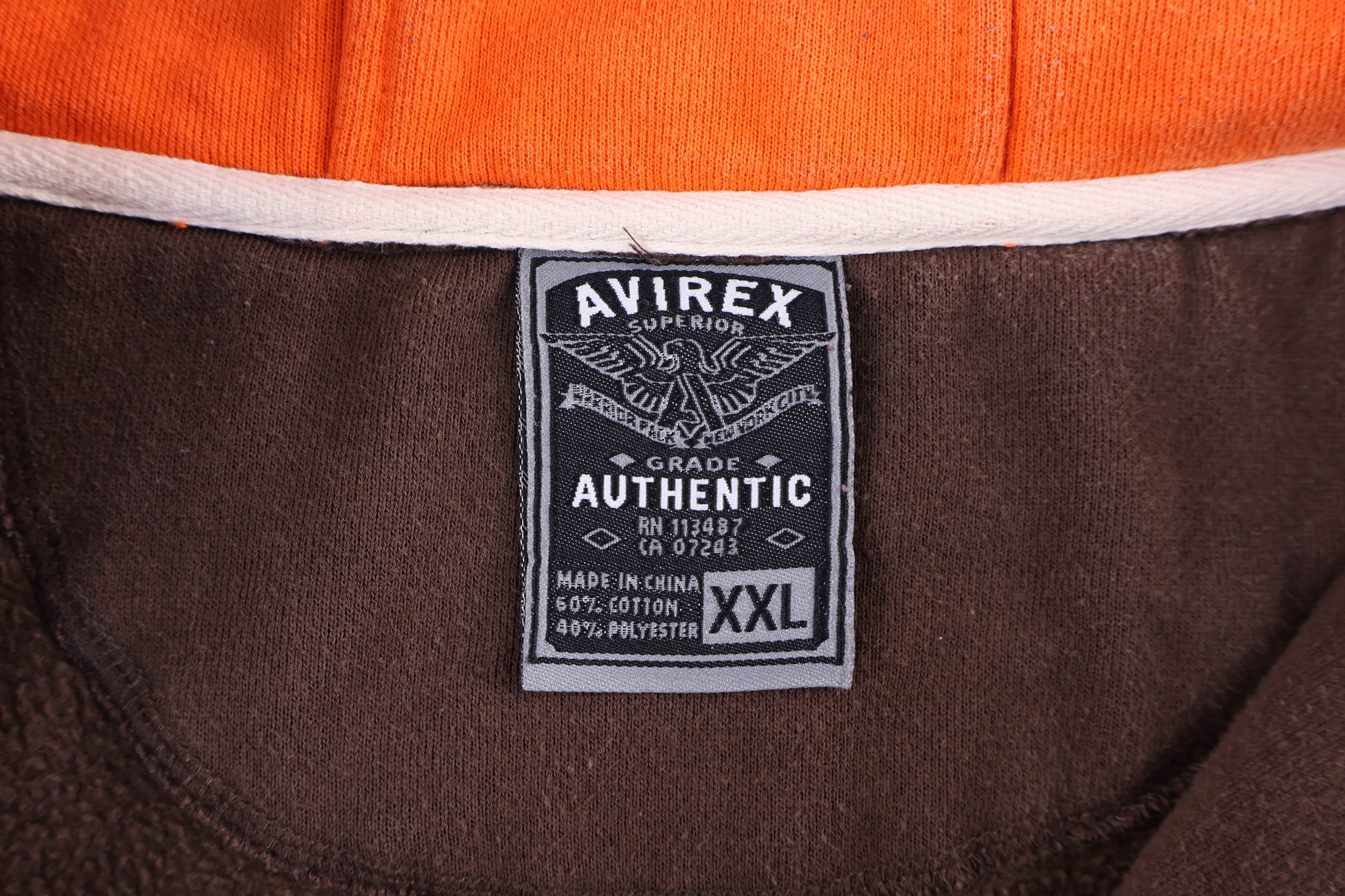 Vintage Avirex New York City Brown Full Zip Hoodie - Jacket - Thrifted Threads