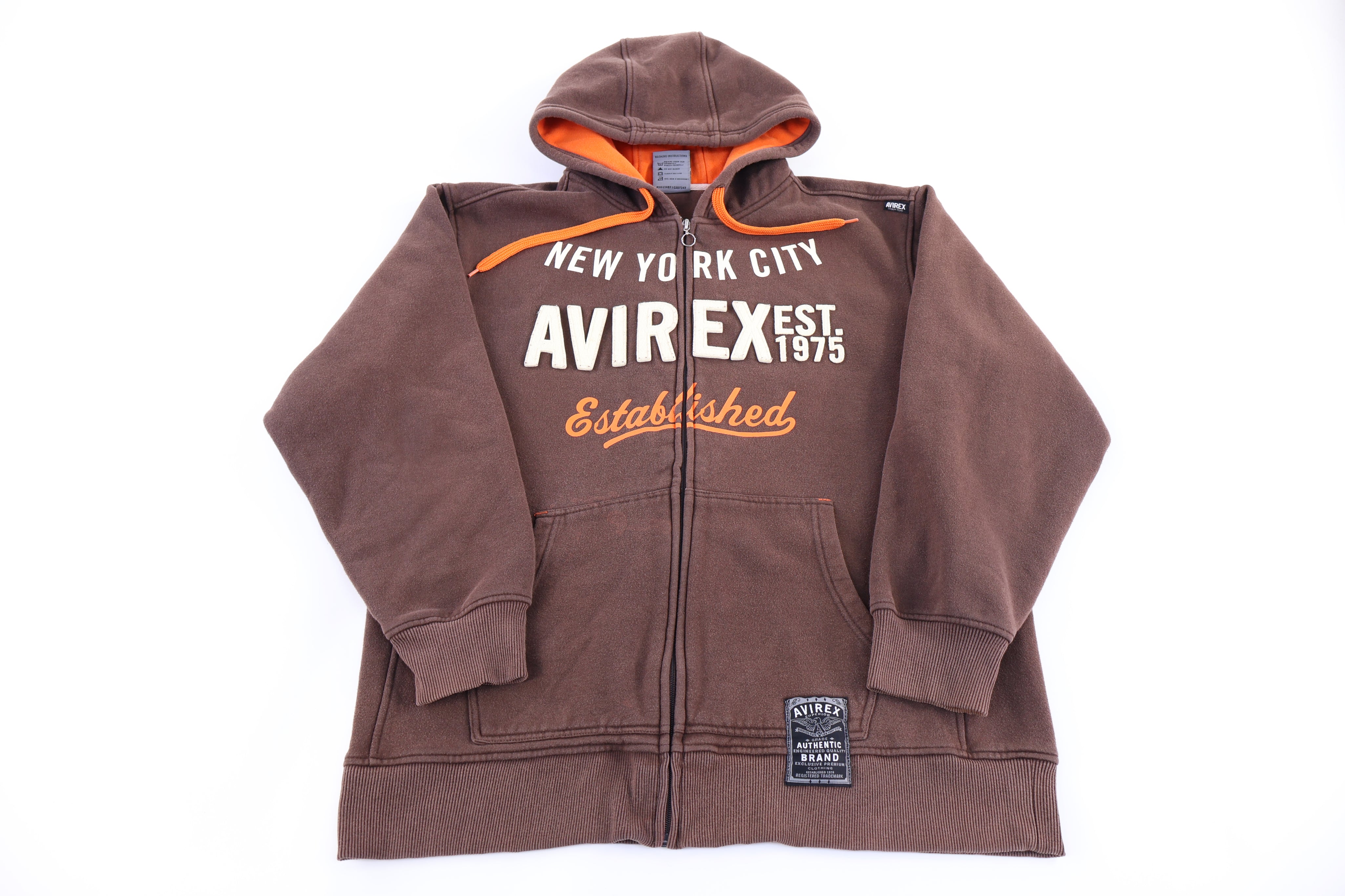 Vintage Avirex New York City Brown Full Zip Hoodie - Jacket - Thrifted Threads