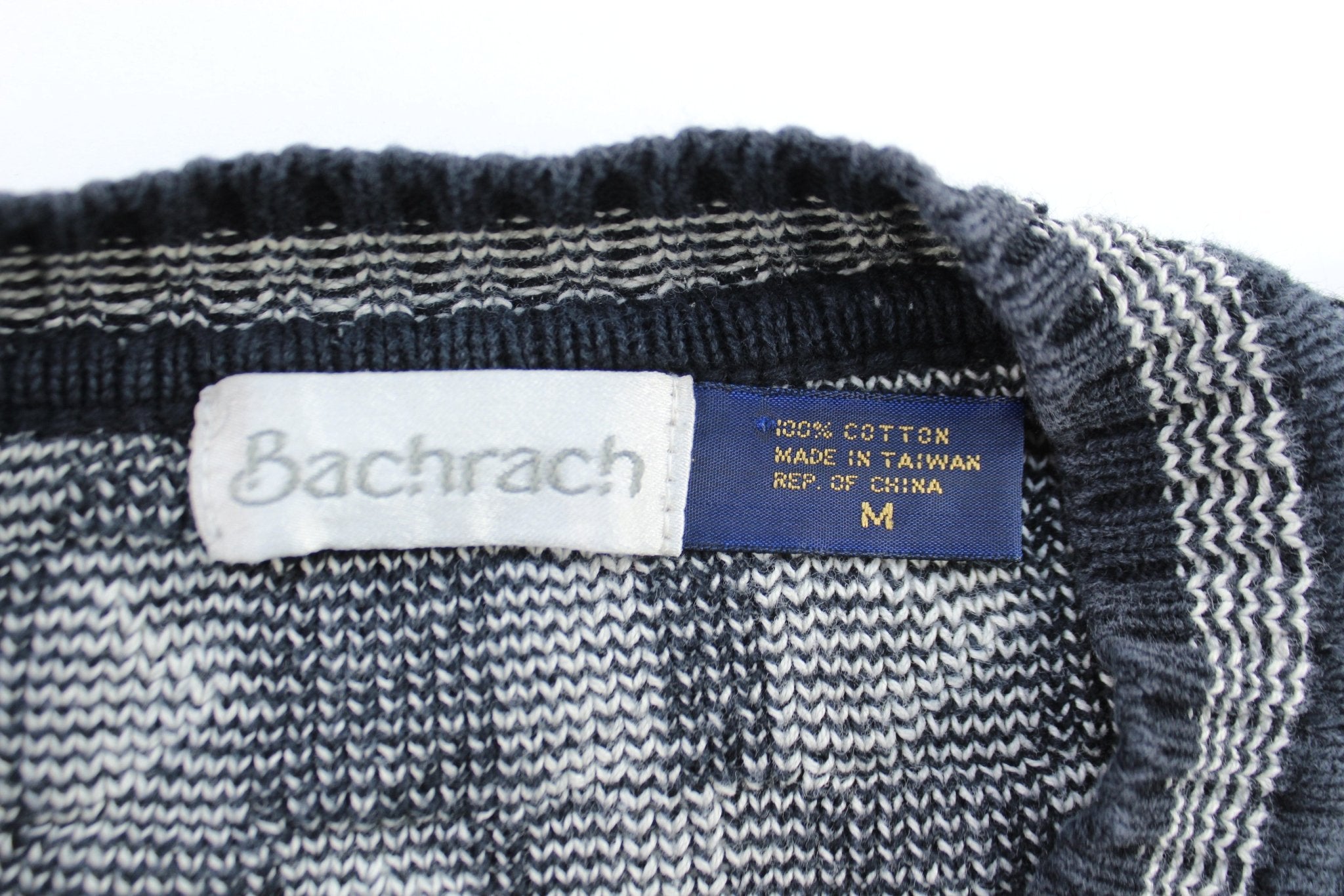Vintage Bachrach Geometric Patterned V - Neck Sweater - ThriftedThreads.com