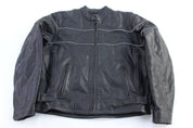 Vintage Black Leather Full Zip Biker Jacket - Jacket - Thrifted Threads