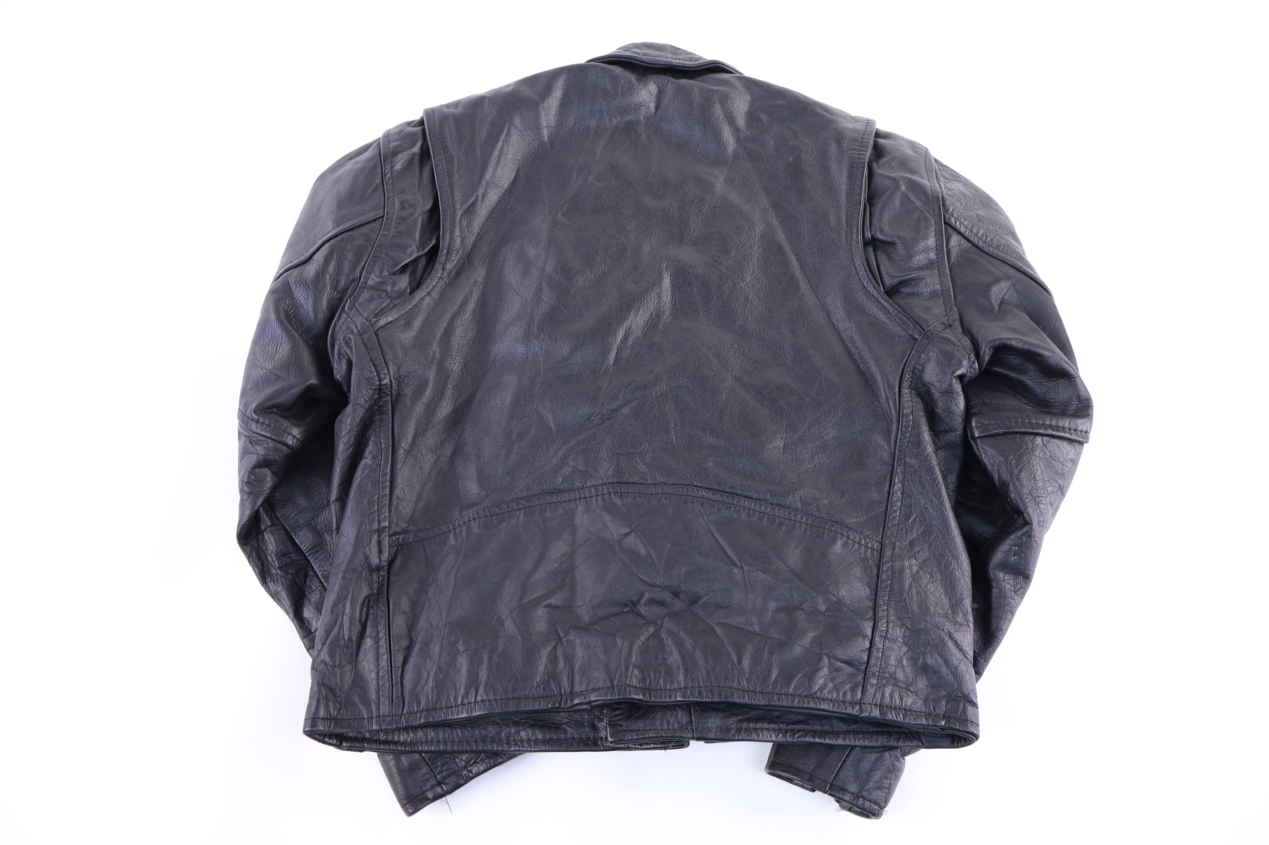 Vintage Black Leather Full Zip Jacket - Jacket - Thrifted Threads