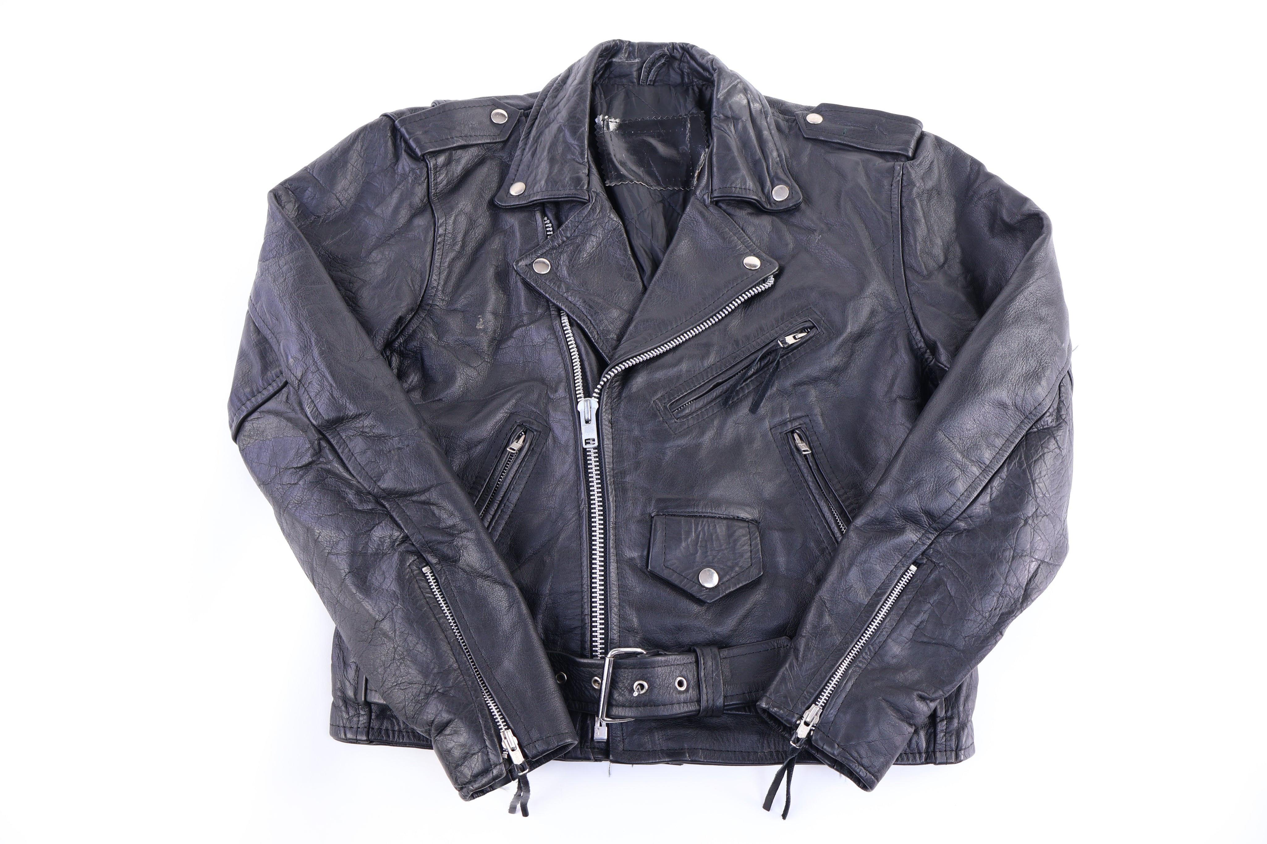 Vintage Black Leather Full Zip Jacket - Jacket - Thrifted Threads