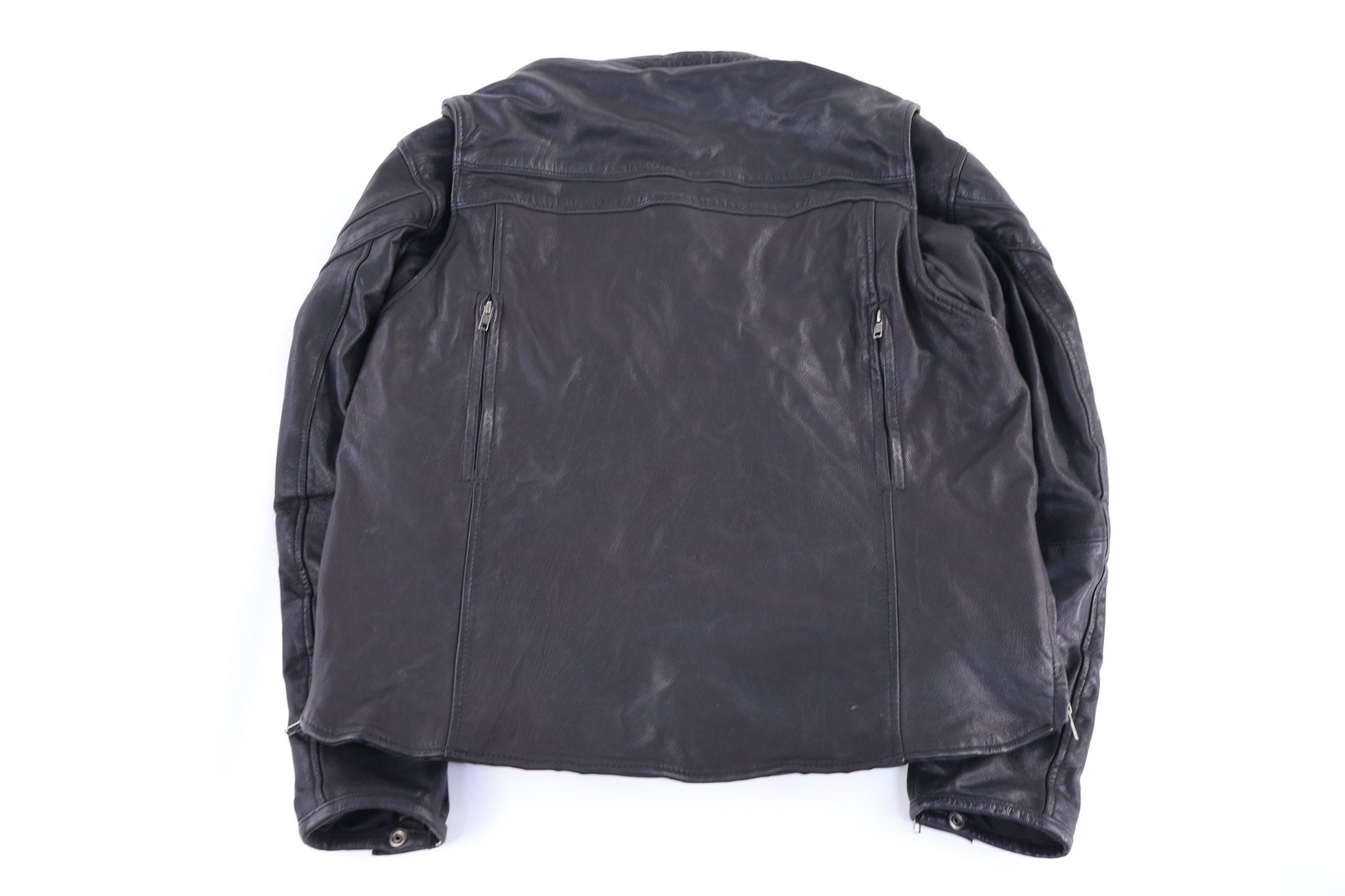 Vintage Black Leather Full Zip Jacket - Jacket - Thrifted Threads