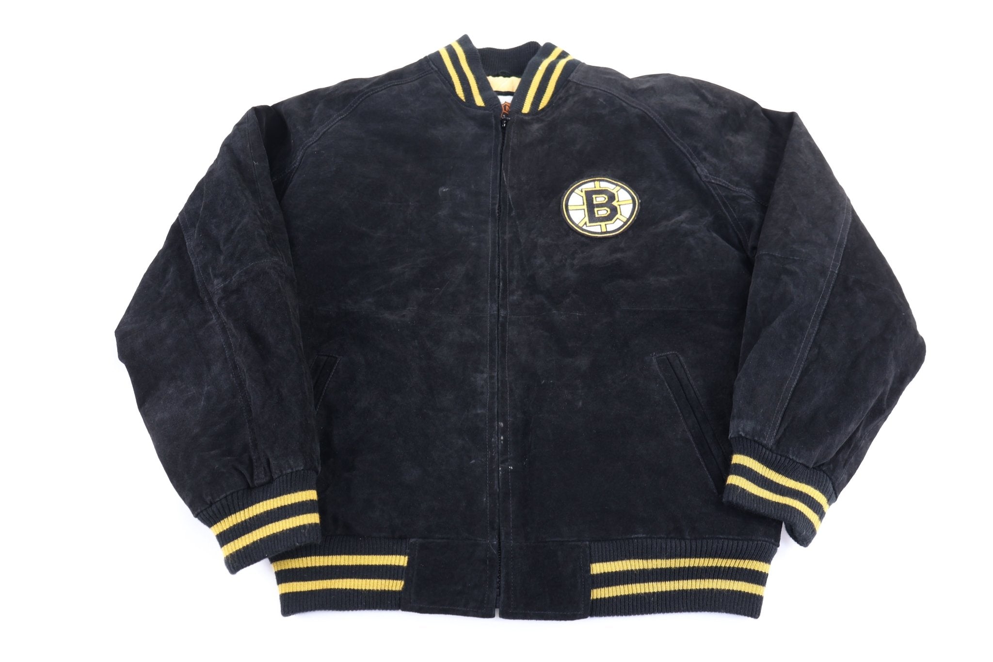 Vintage Boston Bruins Hockey Leather Suede Jacket - Jacket - Thrifted Threads