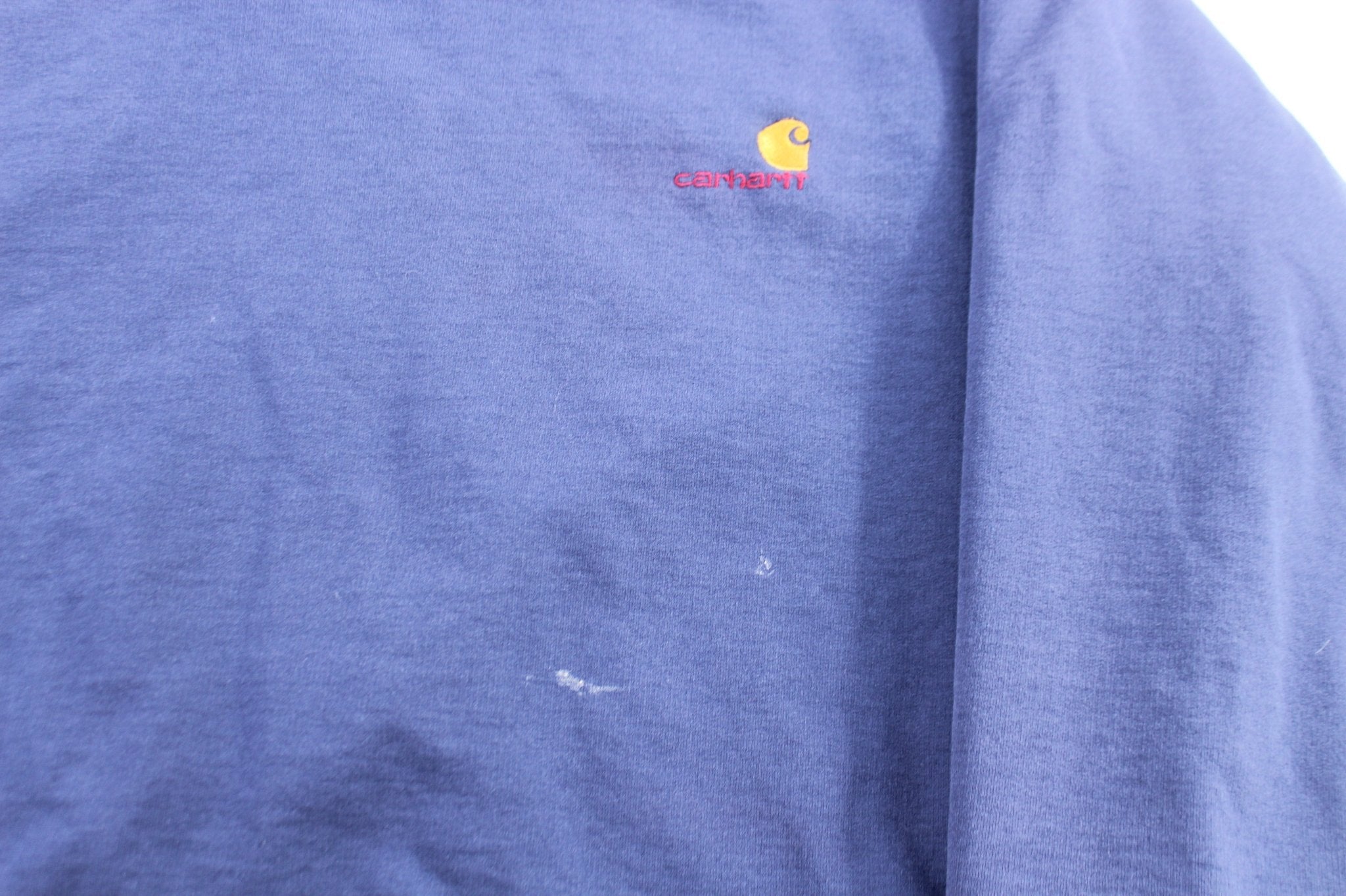 Vintage Carhartt Embroidered Logo Blue Waffle Lined Sweatshirt - ThriftedThreads.com