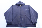 Vintage Carhartt Embroidered Logo Blue Zip Up Hoodie - ThriftedThreads.com