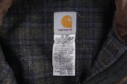Vintage Carhartt Logo Patch Green Blanket Lined Detroit Jacket - Jacket - Thrifted Threads