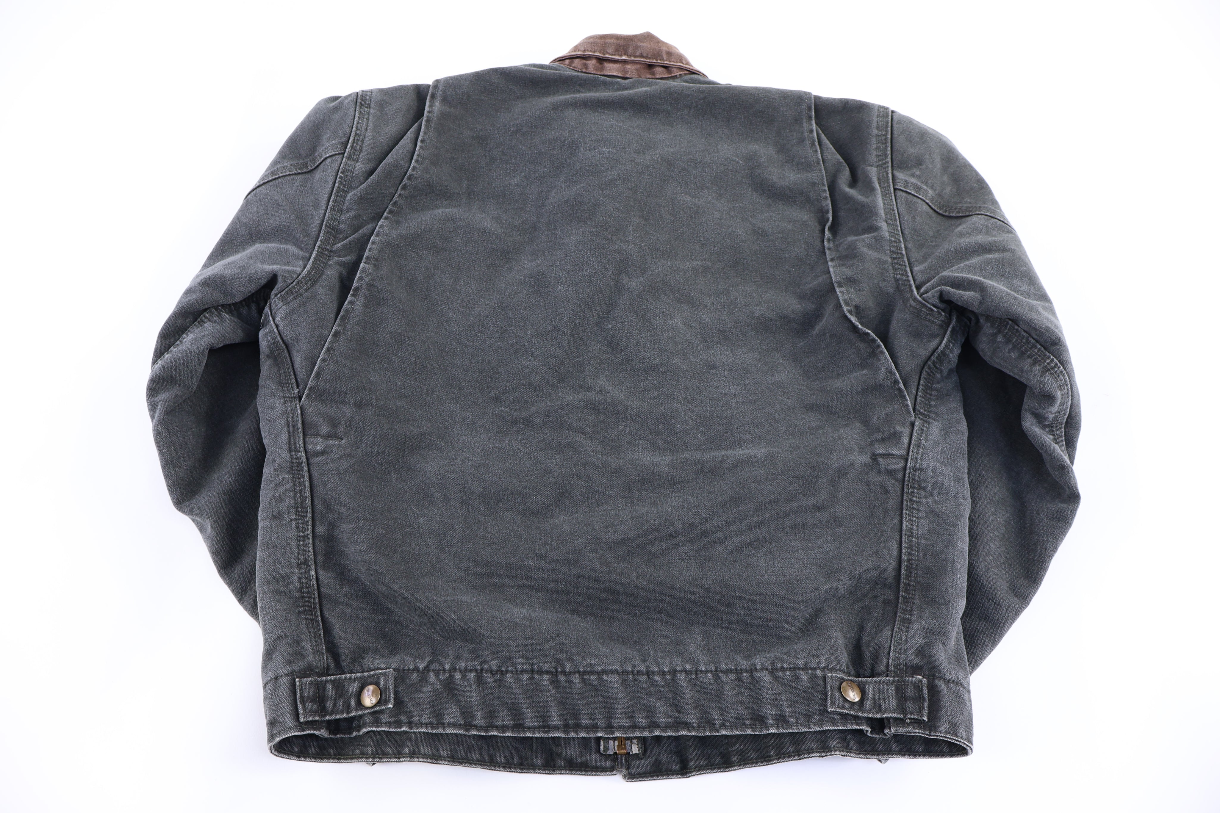 Vintage Carhartt Logo Patch Green Blanket Lined Detroit Jacket - Jacket - Thrifted Threads