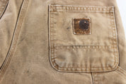 Vintage Carhartt Logo Patch Tan Washed Duck Work Pants - ThriftedThreads.com