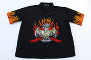 Vintage City Impact Heart Flame Graphic Button Down - Button Ups/Downs - Thrifted Threads