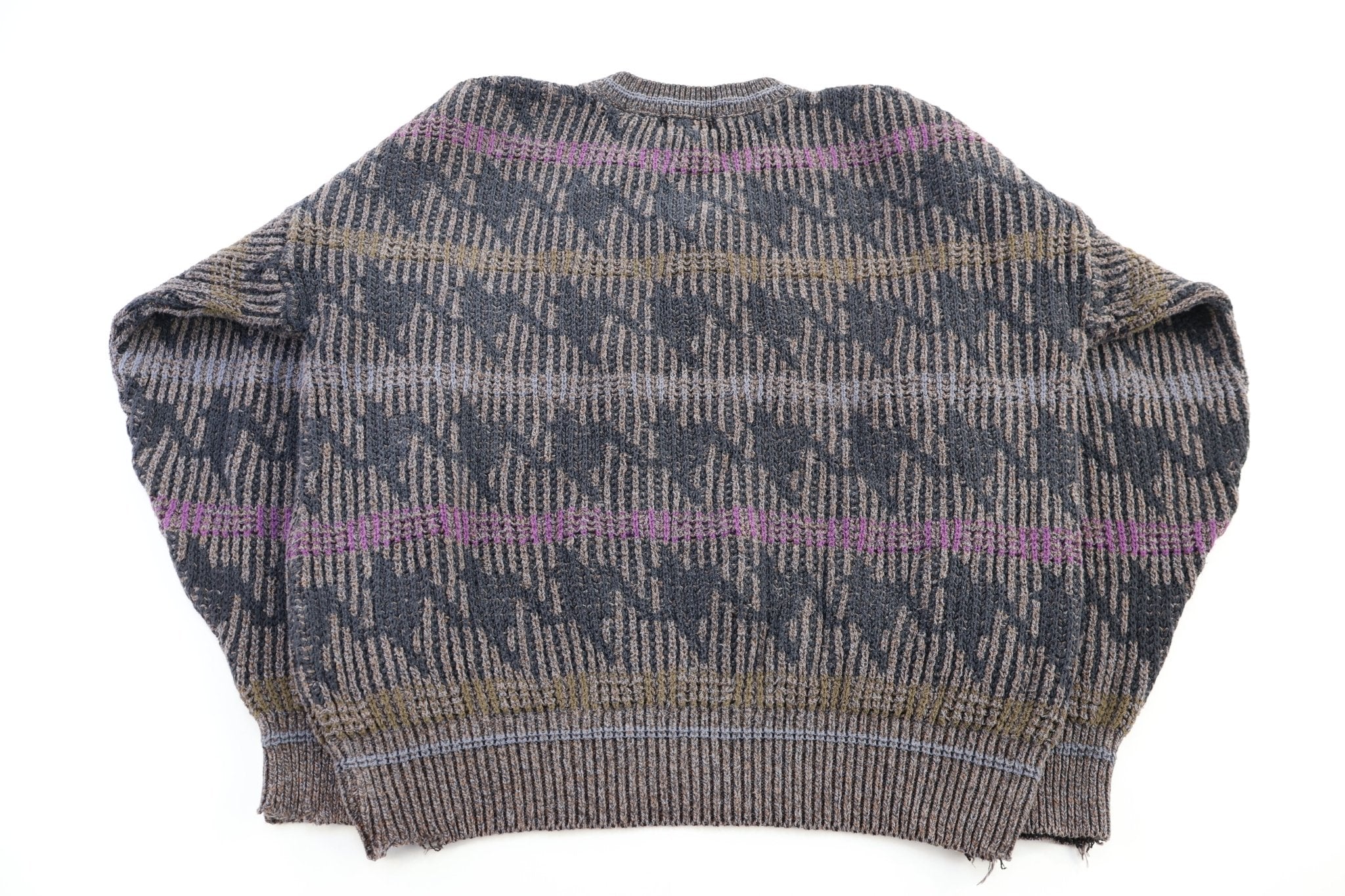 Vintage Colours Multipatterned Knit Sweater - Sweater - Thrifted Threads