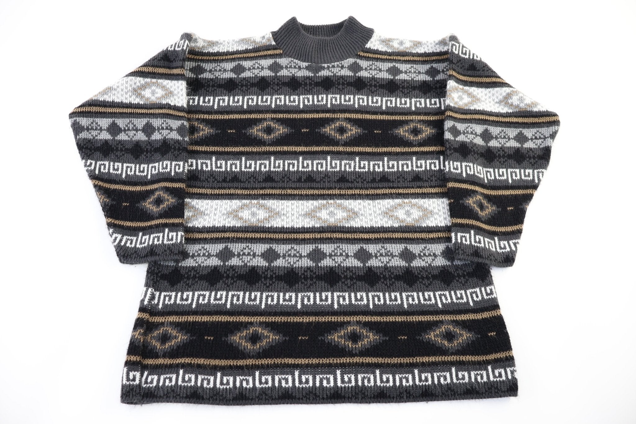 Vintage Croquet Multipatterned Knit Sweater - Sweater - Thrifted Threads