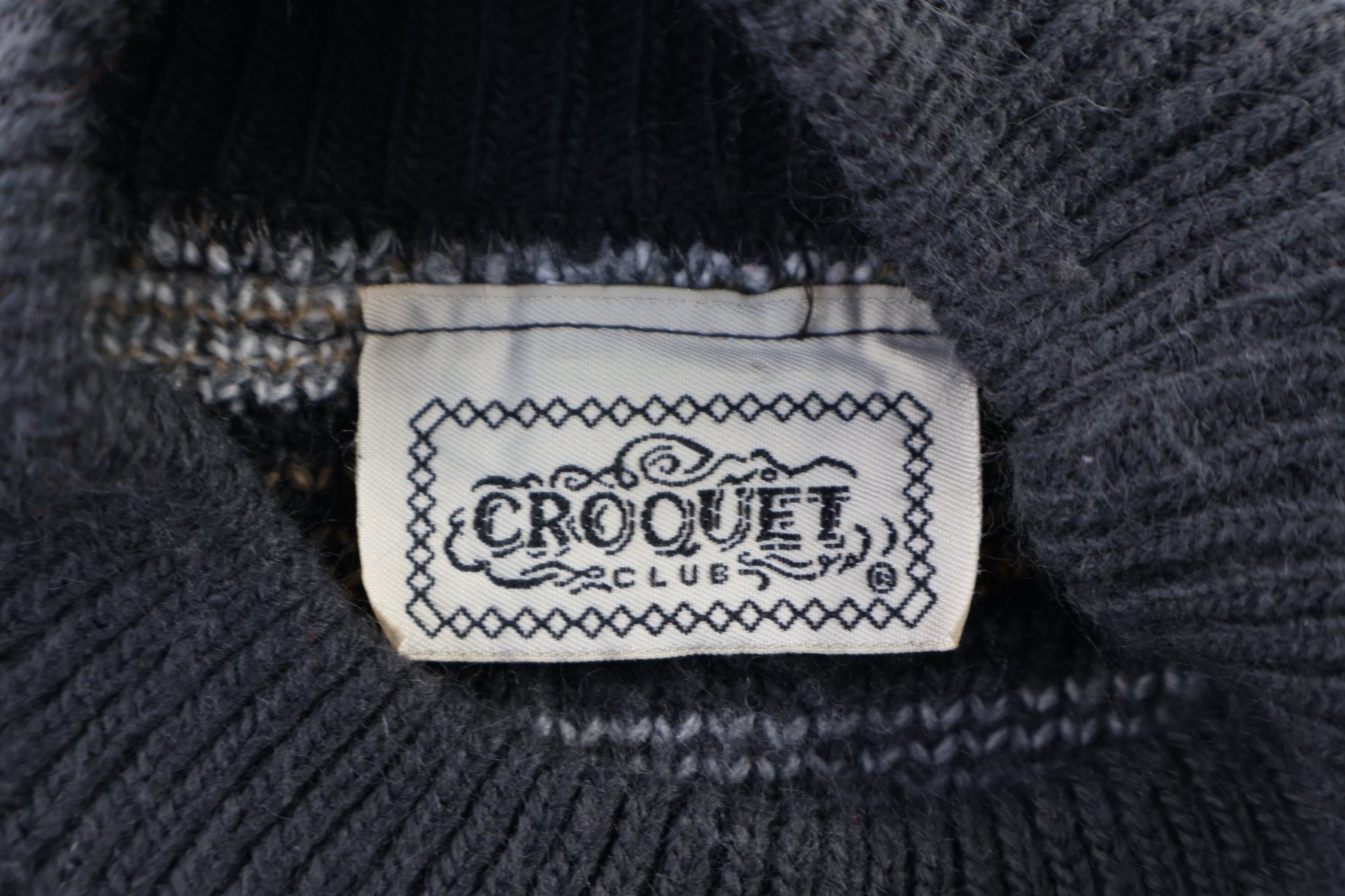 Vintage Croquet Multipatterned Knit Sweater - Sweater - Thrifted Threads