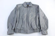 Vintage Cuero De Vaca Grey Full Zip Leather Jacket - jacket - Thrifted Threads
