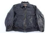 Vintage Davoucci Black Leather Full Zip Jacket - ThriftedThreads.com