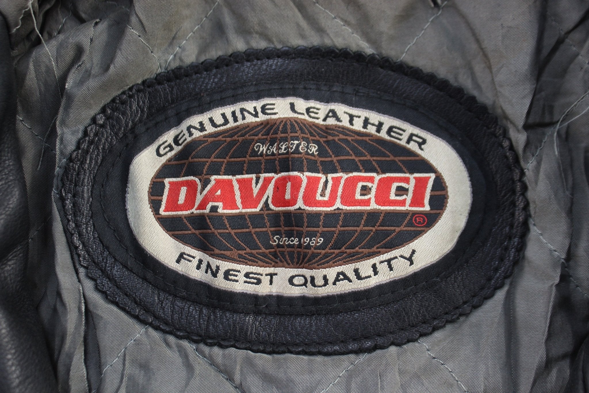 Vintage Davoucci Black Leather Full Zip Jacket - ThriftedThreads.com