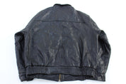 Vintage Davoucci Black Leather Full Zip Jacket - Jacket - Thrifted Threads