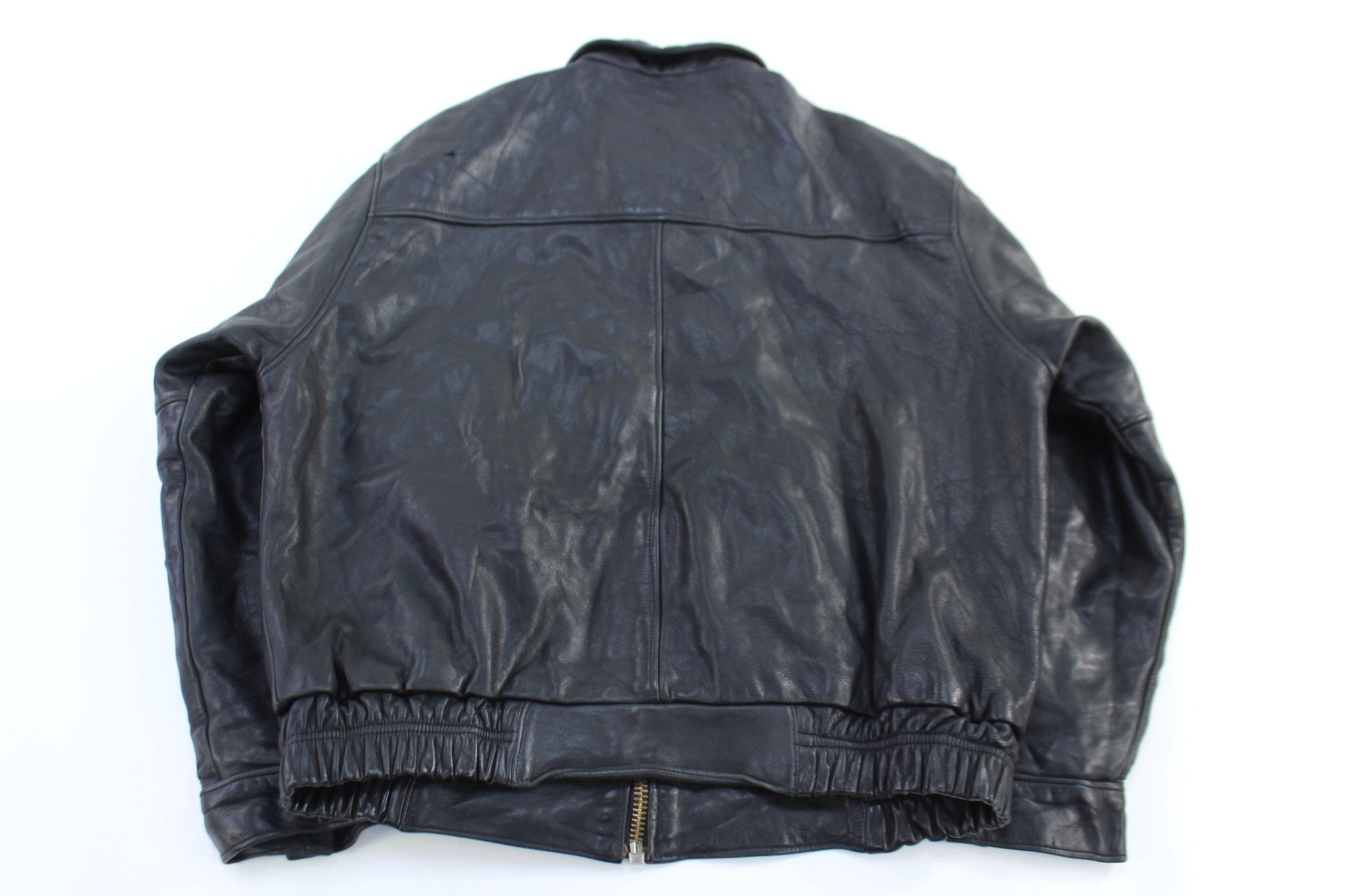 Vintage Davoucci Black Leather Full Zip Jacket - Jacket - Thrifted Threads