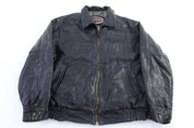 Vintage Davoucci Black Leather Full Zip Jacket - Jacket - Thrifted Threads